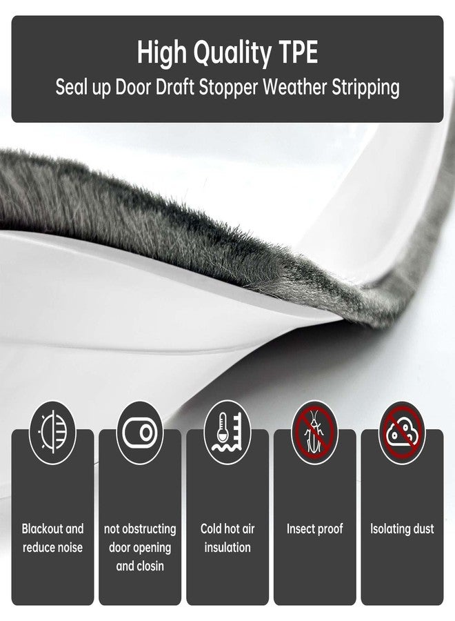 Lsaixl Door Sweep for Bottom of Door, Integrated Bottom Door Draft Stopper with Brush, Self-Adhesive Under Door Seal for Dust/Noise/Hot or Cold Air Insulation, White 39.37" L/2" W - Image 2